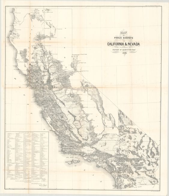 Map of Public Surveys in California & Nevada to Accompany Report of Surveyor Genl.