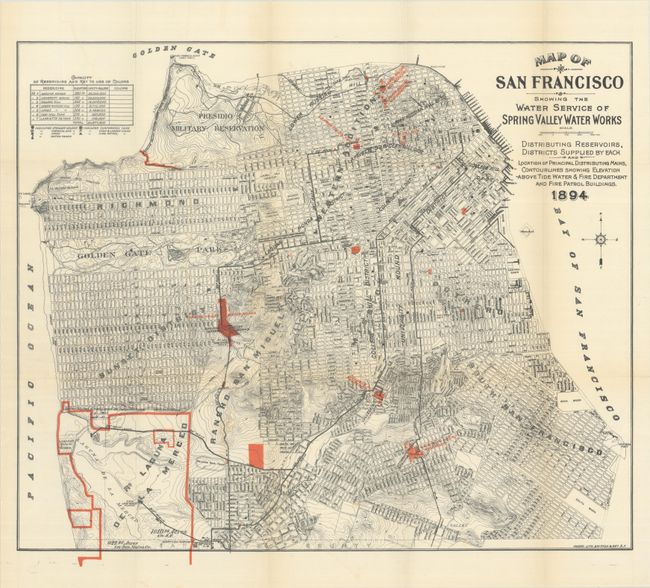 Map of San Francisco Showing the Water Service of Spring Valley Water Works...