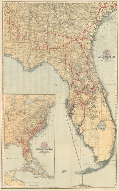 Complete Map of Florida and the South With Index Showing the Semi-Tropical Resorts Reached by the Lines of Atlantic Coast Line