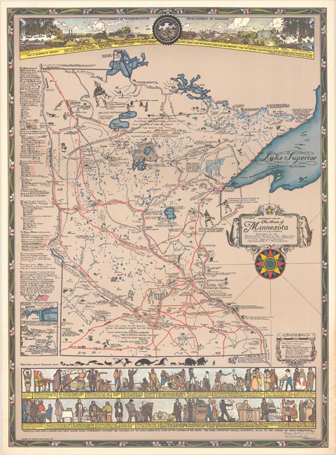 Historical Map of the State of Minnesota (The Land of the Cloud-Tinted Water)