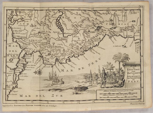 [Map in Disbound Book] Zee en Land Togt door Fr. Pizarrus en D. Almagrus van Panama Gedaan na Peru