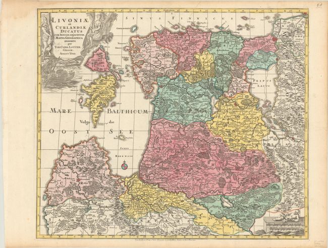 Livoniae et Curlandiae Ducatus cum Insulis Adjacentib. Mappa Geographica Exhibiti