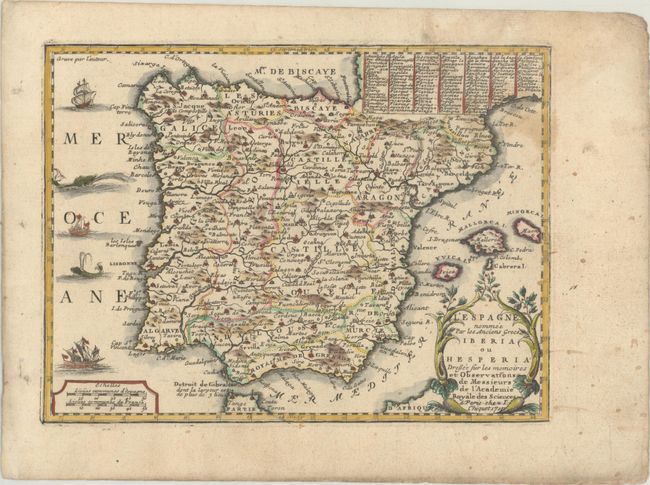 L'Espagne Nommee par les Anciens Grecs Iberia ou Hesperia Dressee sur les Memoires et Observations de Messieurs de l'Academie Royale des Sciences
