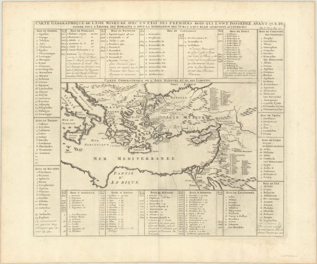 Carte Geographique de l'Asie Mineure avec un Etat des Premiers Rois qui l'ont Possedee Avant que de Passer sous l'Empire des Romains & sous la Domination des Turcs...