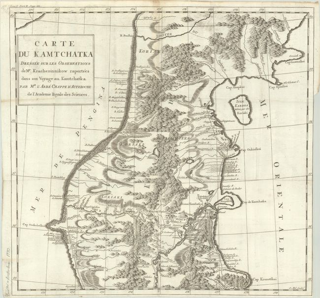 Carte du Kamtchatka Dressee sur les Observations de Mr. Kracheninnikow Raportees dans son Voyage au Kamtchatka