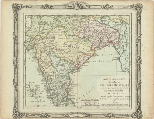 Nouvelle Carte de la Partie des Indes Orientales, qui Comprend, Entr'autres Etats, les Vastes Possessions des Anglais...