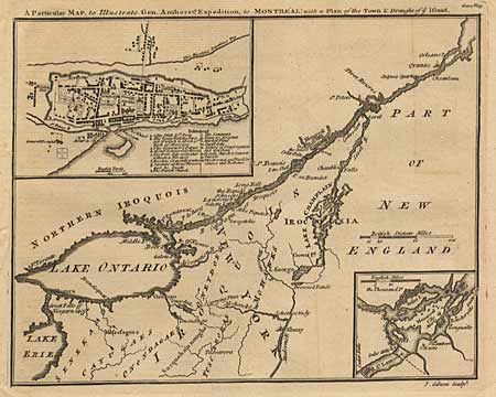A Particular Map, to Illustrate Gen. Amherst's Expedition, to Montreal; with a plan of the Town & Draught of ye Island