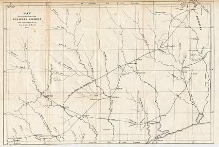 Map Showing the Route of the Arkansas Regiment from Shreveport La, to San Antonio de Bexar, Texas