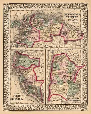 Map of New Granada, Venezuela, and Guiana [on sheet with] Map of Peru, and Equador [and] Map of the Argentine Confederation