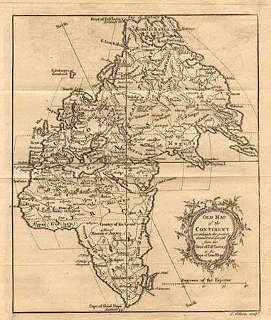 Old Map of the Continent according to the greatest diametrical Length from the Point of East Tartary to the Cape