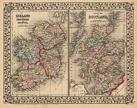 Ireland in Provinces and Counties / County Map of Scotland