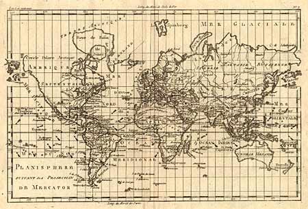 Planisphere suivant la Projection de Mercator