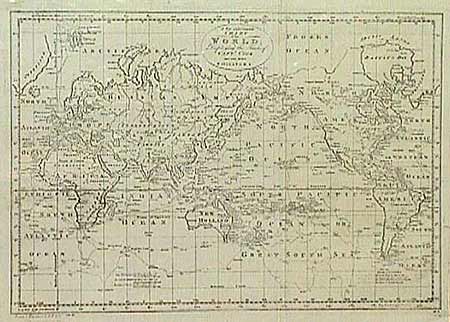 A New and Complete Chart of the World; Displaying the Tracks of Capt. Cook, and other Modern Navigators