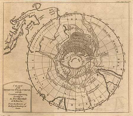 Chart of the Antarctic Polar Circle, with the Countries Adjoining, According to the New Hypothesis of M Buache, From the Memoirs of the Royal Academy at Paris
