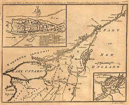 A Particular Map, to Illustrate Gen. Amherst's Expedition, to Montreal; with a plan of the Town & Draught of ye Island