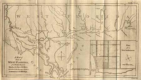 A Map of Part of West Florida, from Pensacola to the Mouth of the Iberville River, with a View to shew the proper Spot for a Settlement on the Mississipi