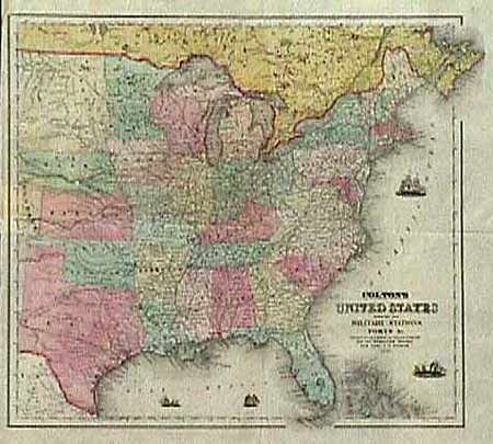 Colton's United States Shewing the Military Stations, Forts &c.