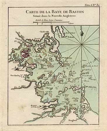 Carte de la Baye de Baston Situee dans la Nouvelle Angleterre