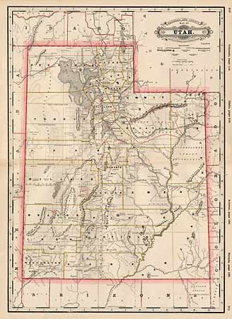 Railroad and County Map of Utah