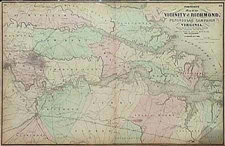 Map of the Vicinity of Richmond and Peninsular Campaign in Virginia