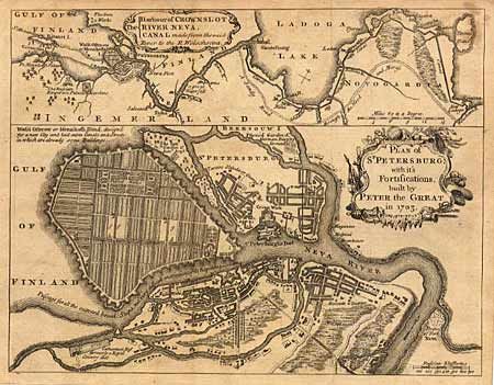 Plan of St. Petersburg, with its Fortifications, built by Peter the Great in 1703