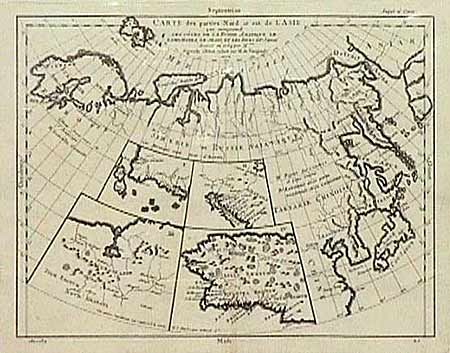Carte des parties Nord et est de L'Asie qui comprend les Cotes de la Russie Asiatique le Kamschatka, le Jesso, et les Islans du Japon…