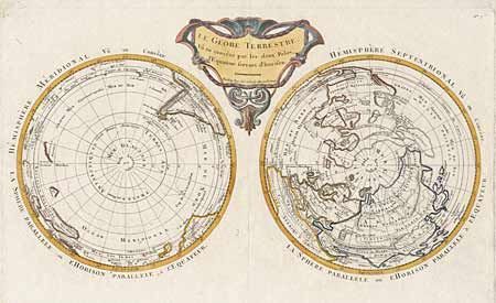 Le Globe Terrestre vu en convexe par les deux Poles, L'Equateur servant d'horizon