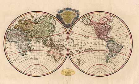 Mappe-Monde en deux Hemispherea