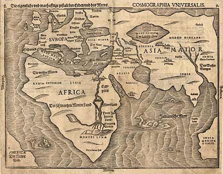 Die Eigentliche und Warhafftige Gestalt der Erden und des Meers.  Cosmographia Universalis