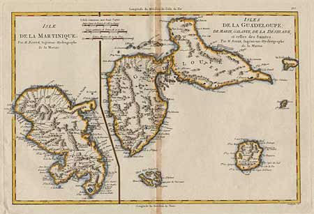 Isle de la Martinique [on sheet with] Isles de la Guadeloupe, de Marie Galante, de la Desirade, et celles des Saintes