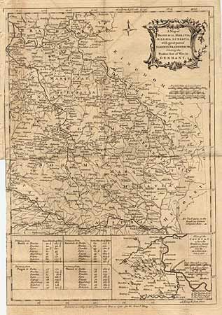 A Map of Bohemia, Moravia, Selesia, Lussatia with great part of Saxony & Brandenburg Shewing the Present Seal of War in Germany