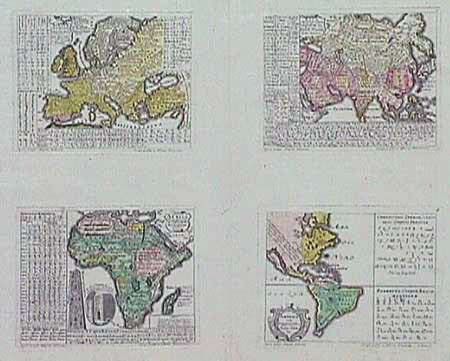 America cum Supplementis Poly-Glottis [on sheet with] Europa Poly Glotta Linguarum Genealogiam Exhibens ... [and] Africa Poly-Glotta Seribendi Modos Gentium Exhibens [and] Asia Poly-Glotta Linguarum Genealogiam, sum Literis 