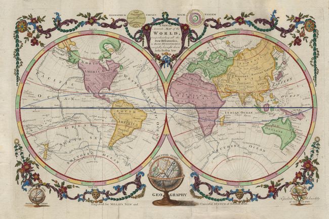 A New and Accurate Map of the World, Comprehending all the New Discoveries, in Both Hemispheres, carefully brought down to the Present Year