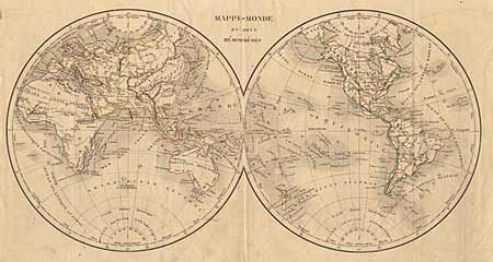 Mappe-Monde en deux Hemispheres