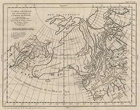 Carte Generale des descouverte de l'Amiral  de Fonte representant la grande probabilite d'un Passage au Nord Ouest par Thomas Jefferys Geographe de Roi a Londres 1768