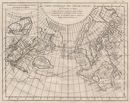 Carte Generale des Decouvertes de l'Amiral de Fonte et autres Navigateurs Espagnols Anglios et Russes pour la recherche du Passage a la Mer du Sud Par M. De I'Lsle de l'Acadmie royale des Sciences &c. Publiee a Paris en Septembre 1752