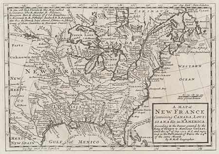 A Map of New France Containing Canada, Louisiana &c. in Nth. America According to the Patent granted by the King of France to Monsieur Crozat, dated the 14th of Sep. 1712 N.S. and registered in the Parliament of Paris the 24th of the same Month