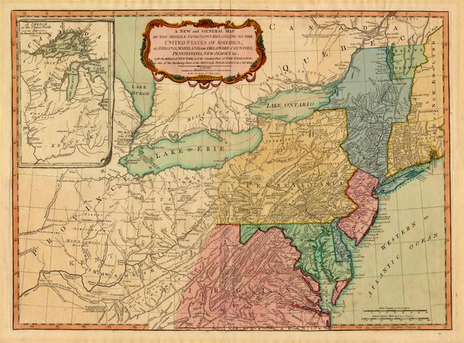 A New and General Map of the Middle Dominions Belonging to the United States of America viz. Virginia, Maryland, the Delaware-Counties,  Pennsylvania, New Jersy, &c with the Addition of New York, & of the Greatest Part of New England &c