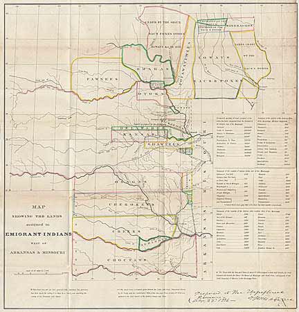 Map showing the lands assigned to Emigrant Indians west of Arkansas & Missouri