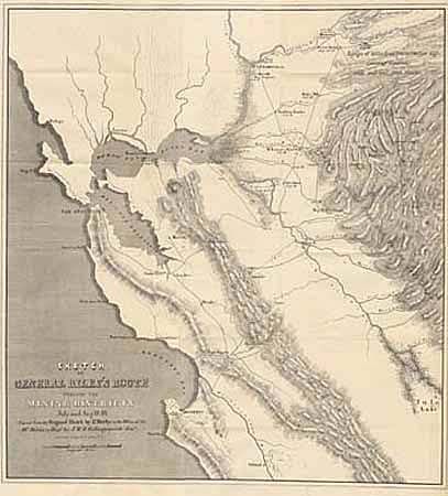 Sketch of General Riley's Route through the Mining Districts July & August 1849.  Lt Derby 1850.