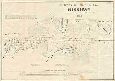 Survey of Havre Bay, Michigan. Surveyed by Lieuts. A. J. Center and E. Rose, U. S. Army. 1836. Drawn by J. M. Berrien.