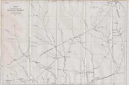 Map Showing the Route of the Arkansas Regiment from Shreveport La. to San Antonio de Bexar, Texas