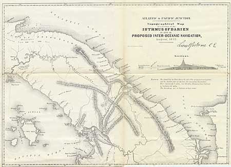 Atlantic & Pacific Junction - Topographical Map of the portion of the Isthmus of Darien in site of Proposed Inter-Oceanic Navigation, August, 1852