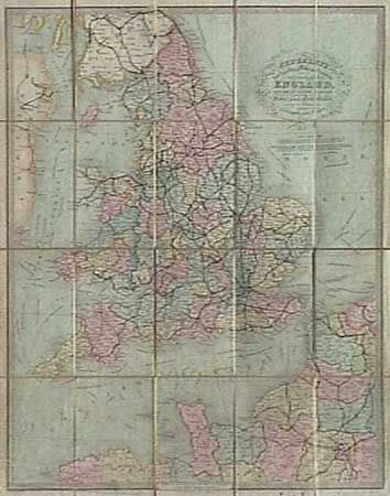 Cruchley's New Travelling Map and Itinerary Comprising the whole of England, with part of Scotland and Ireland and a Portion of France and the Netherlands shewing the Communication between London and Paris