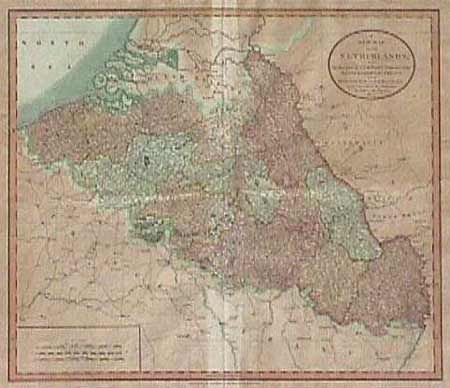 A New Map of the Netherlands, also of that part of Germany Westward of the Rhine as ceded to the French and Divided into their several Departments from the Latest Authorities