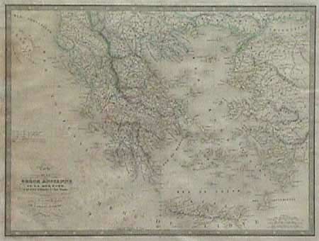 Carte de la Grece Ancienne de la Mer Egee et des Cotes occidentales de l'Asie Mineure