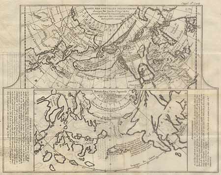 Carte des Nouvelles Decouvertes Dressee par Phil. Buache ... Aout 1752 [on sheet with] Extrait d'une Carte Japonaise de l'Univers Apportee en Europe par Kaempfer 