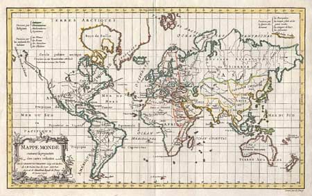 Mappe Monde suivant la projection des cartes reduites