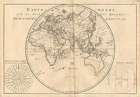 Mappe-Monde sur le Plan d'un Mridien. Hemisphere Oriental et Occidental