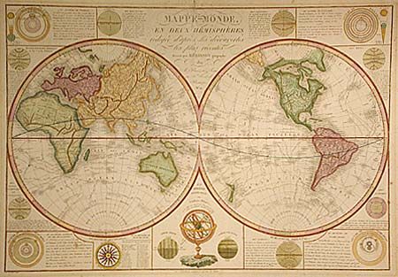 Mappe-Monde en Deux Hemisphres